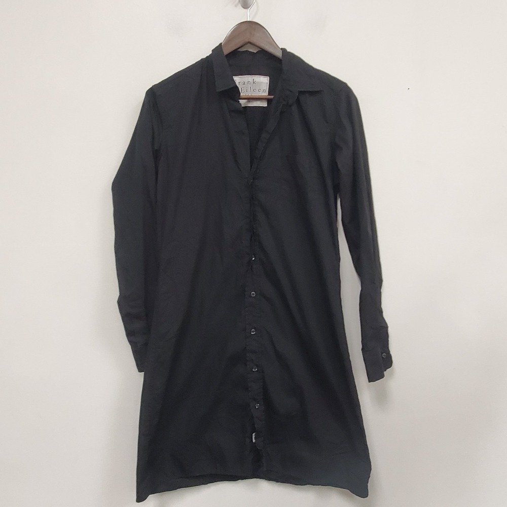 Frank & Eileen Womens Button Front Murphy Cotton Shirt Dress Size S Black Collar